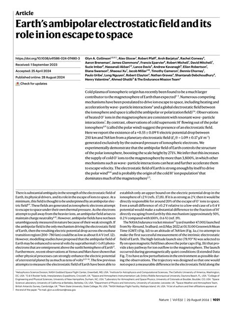 Earth’s ambipolar electrostatic field and its role in ion escape to .